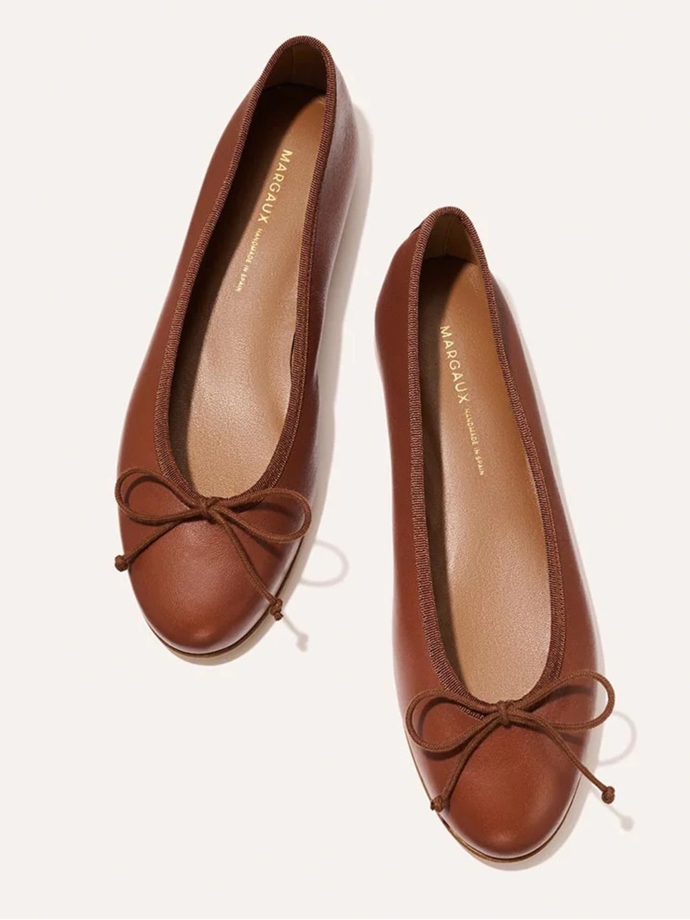 Margaux 37 1/2 Demi Flats Cognac Nappa Brown